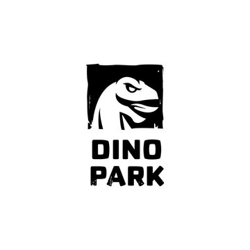 vintage dino park Dinosaur Raptor Face Clipart, Tyrannosaurus T Rex or Velociraptor Head for Jurassic Prehistoric Wildlife Logo Design