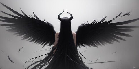 悪魔, 羽, 翼, 美少女, generative ai, 