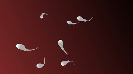 A lot of sperm cell swim into red vagina. Reproductive system close-up. 3d fertile ovum egg fuss. New birth life. Baby dna in vitro. Many micro spermatozoon seed. Sex ed. ivf bank donor. Inside ovule. - obrazy, fototapety, plakaty