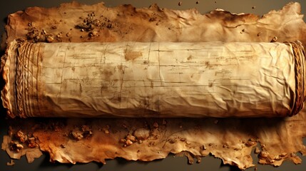 Old paper or parchment scroll ancient papyrus.