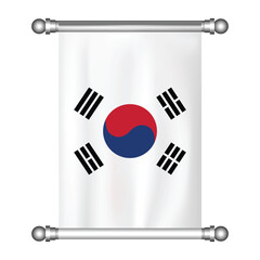 Realistic hanging flag of South Korea pennant