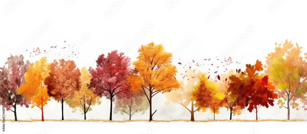Poster abstract autumn forest texture with colorful tree patterns as a beautiful background