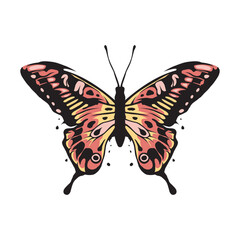 Colorful symmetrical butterflies are suitable for stickers or t-shirt designs
