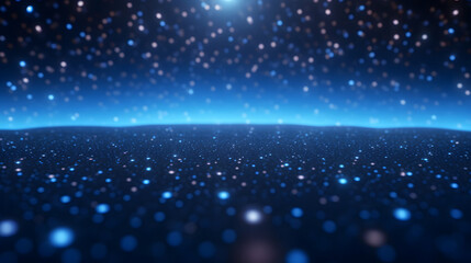 Abstract background of flying blue particles. Neural network generated image. Not based on any actual person or scene.