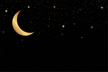 Obraz na płótnie Canvas golden half moon and star in night sky