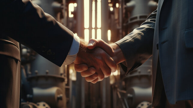 Sealing the Future: Firm Handshake Solidifying a Strategic Alliance in the Gas Power Industry, Setting the Course for Energetic Progress.