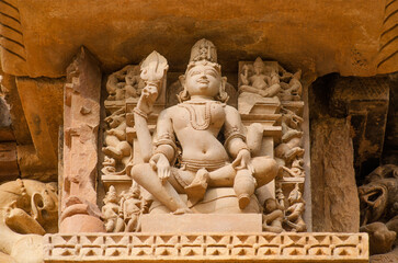Sculpture of Ardha Narishwara at Chaturbhuj Temple, Khajuraho, Madhya Pradesh, India, Asia.
