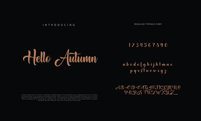 Abstract Calligraphy font alphabet. Minimal modern urban fonts for logo, brand etc. Typography typeface uppercase lowercase and number. vector illustration
