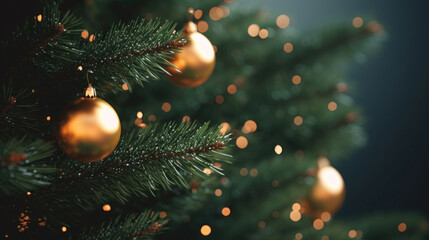 Obraz na płótnie Canvas Close up Christmas tree background