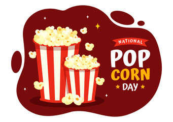 National Popcorn Day Vector Illustration on January 19th with a Big Box Popcorns to Poster or Banner in Flat Cartoon Background Design