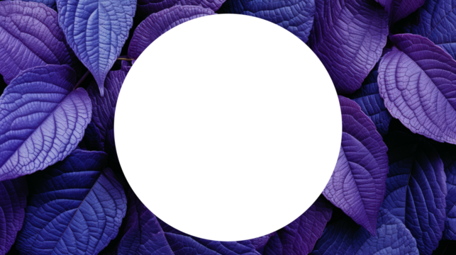 Purple Elegance: Beautiful Leaves Background with Transparent Circular Center for Mockup