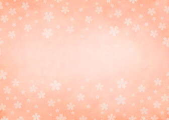 温かいオレンジ色と桜柄の和風コピースペース背景