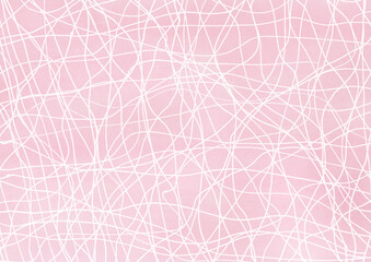 手描きの白い波線とピンク色背景の優しい壁紙イラスト