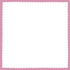 正方形　シンプルなピンク色の細いレースで作った背景透明フレーム