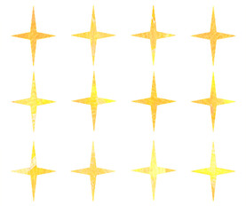 キラキラワンポイントスターのイラストアイコンセット　イエローゴールド