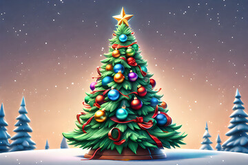 christmas tree in the snow generative ai
