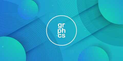 Minimal abstract bright blue green gradient illustration background with simple circle pattern. Cool design. Eps10 vector