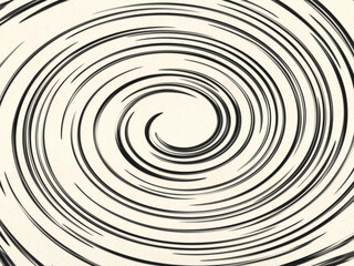 渦を巻いた黒い線と和紙の和風背景