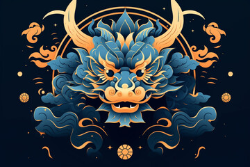 Dragon head in the oriental style. Vector illustration for your design