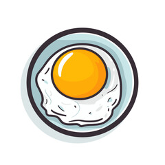 Fried egg. Chicken fried egg icon in cartoon style.