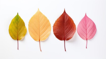 Minimalistic Autumn Leaves in Four Different Colors AI Generated