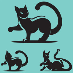 cat logos and a dog logo in a circle