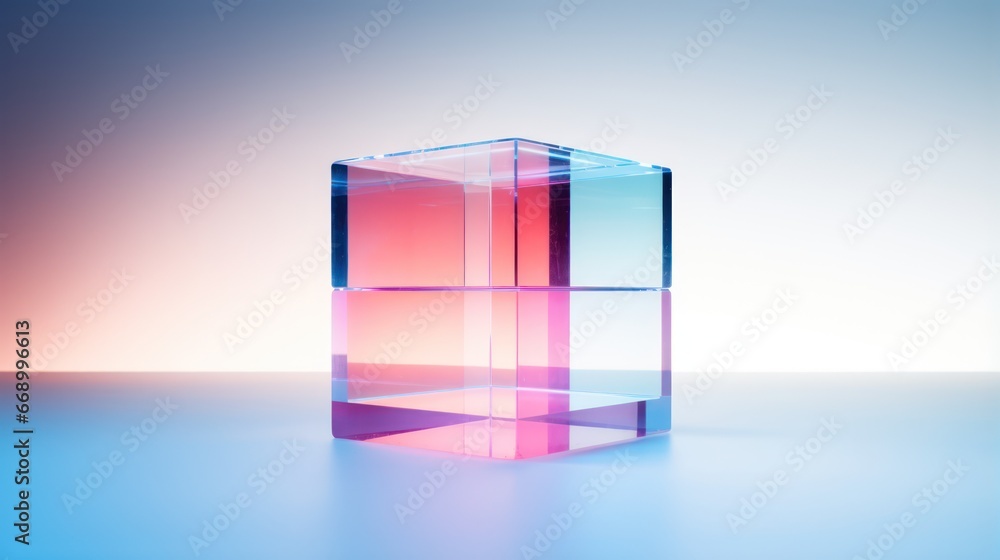 Poster floating minimalistic abstract cube ai generated