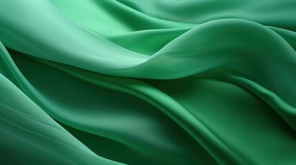 Obraz premium Layers of Silk: Abstract Green Background AI Generated