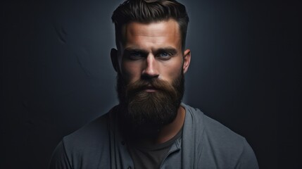 Obraz premium Minimalistic Superb Clean Image of Bearded Man in his 20s Looking Directly at Viewer AI Generated
