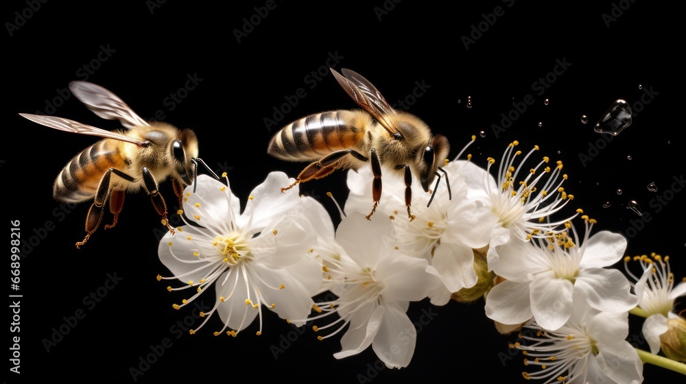 Aufkleber bees collecting pollen in a minimalistic and clean image ai generated