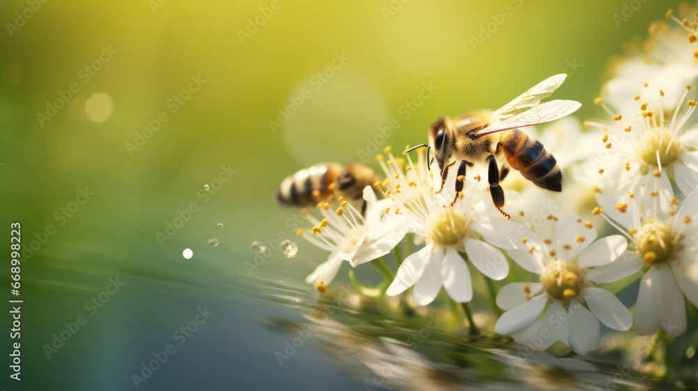 Aufkleber bees collecting pollen in a minimalistic and clean image ai generated