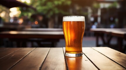Beer on a Restaurant Table: Minimalistic and Superb Clean Image AI Generated