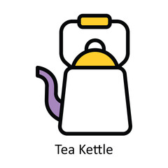 Obraz premium Tea Kettle vector Filled outline Design illustration. Symbol on White background EPS 10 File 