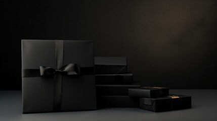Minimalistic Black Gift Boxes and Credit Card for Black Friday AI Generated