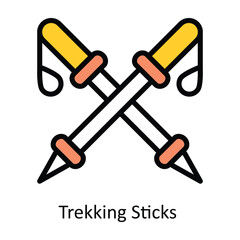 Trekking sticks   vector Filled outline Design illustration. Symbol on White background EPS 10 File 