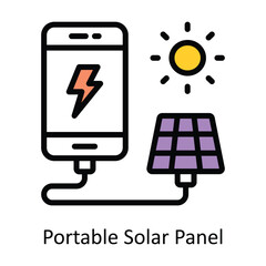 Portable Solar panel  vector Filled outline Design illustration. Symbol on White background EPS 10 File 
