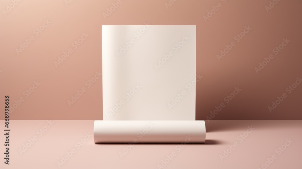 Poster Minimalistic Clean Rolled Paper Floating Vertically AI Generated