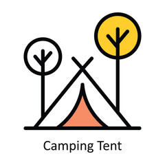 Camping Tent  vector Filled outline Design illustration. Symbol on White background EPS 10 File 