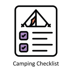 Camping Checklist  vector Filled outline Design illustration. Symbol on White background EPS 10 File 