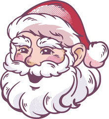 サンタクロース　あしらい　アイコン　飾り　人物　男性　顔　クリスマス　12月　シニア　イラスト素材