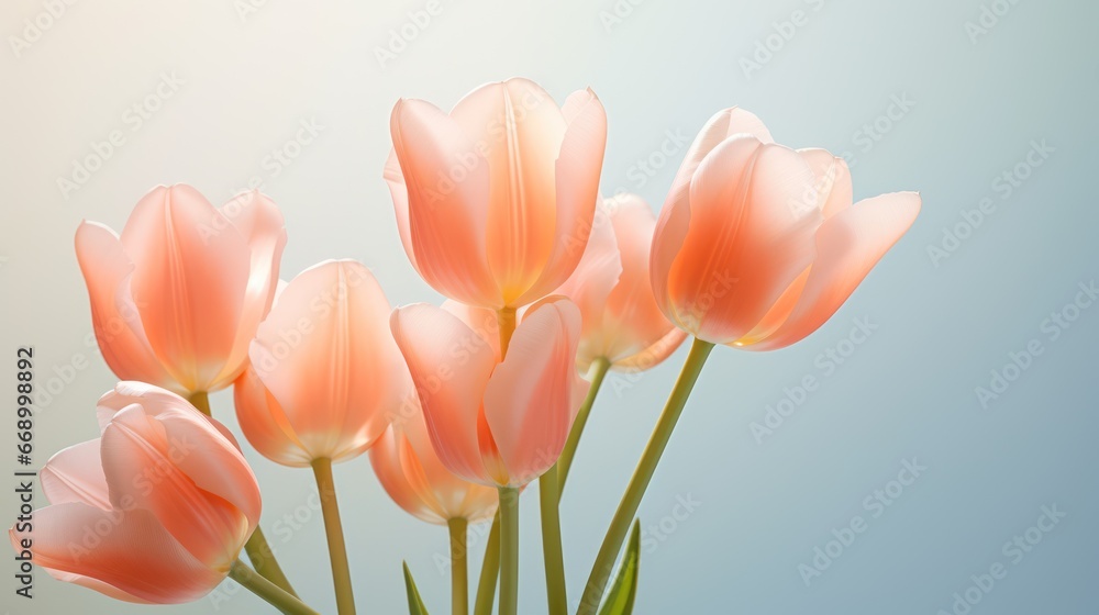 Poster minimalistic tulips in blur ai generated