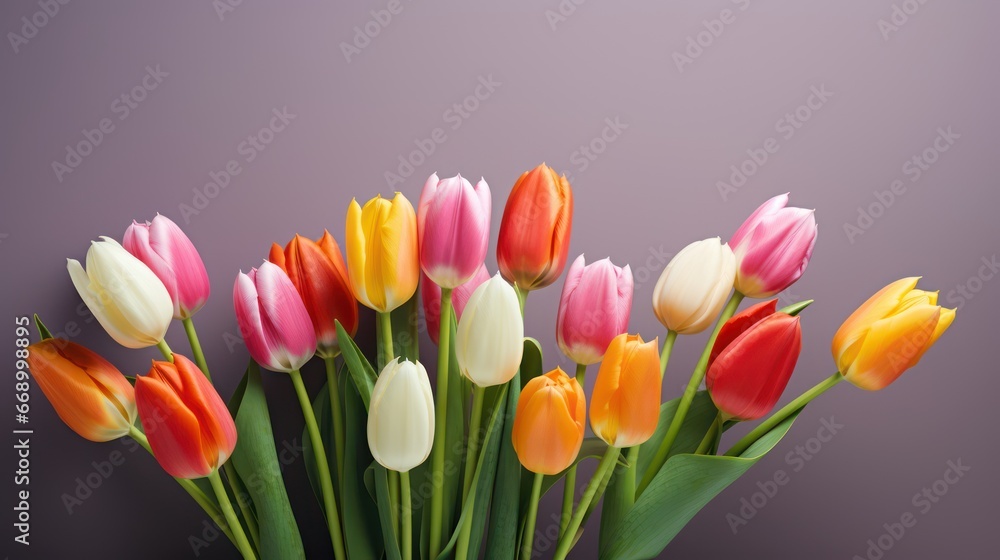 Poster minimalistic tulips in a clean and superb image ai generated