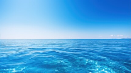 Fototapeta premium Serene Blue Ocean with Sunshine AI Generated