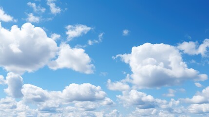 Naklejka na ściany i meble Minimalistic Blue Sky with Cumulus Clouds AI Generated