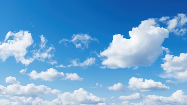 Minimalistic Blue Sky with Cumulus Clouds AI Generated