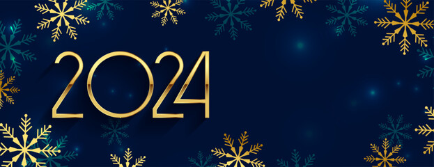 2024 new year winter festival banner with snowflake design - obrazy, fototapety, plakaty