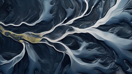 Swirling Braided Rivers in Iceland AI Generated - obrazy, fototapety, plakaty