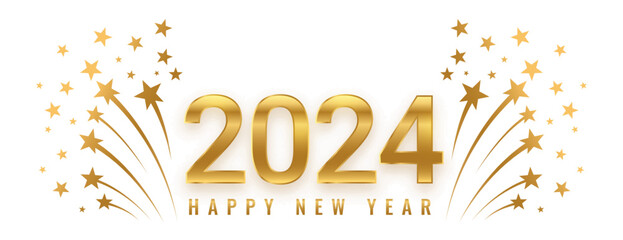 2024 new year party invitation banner with bursting star decor
