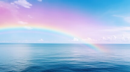 Vibrant Rainbow Over Ocean and Land AI Generated