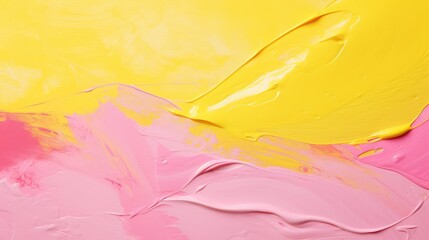 Bright Yellow Background with Paint Splash and Pale Pink Textures AI Generated